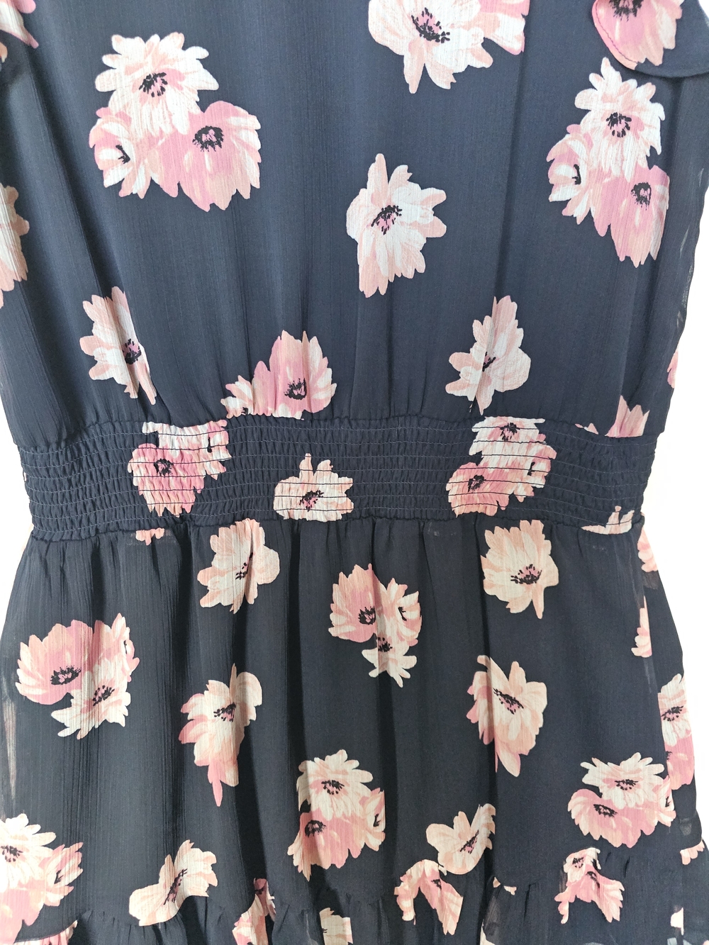 Tommy Hilfiger Navy Blue Pink Floral Faux Wrap Dress Flutter Sleeve XL / 14-16 - Picture 7 of 16
